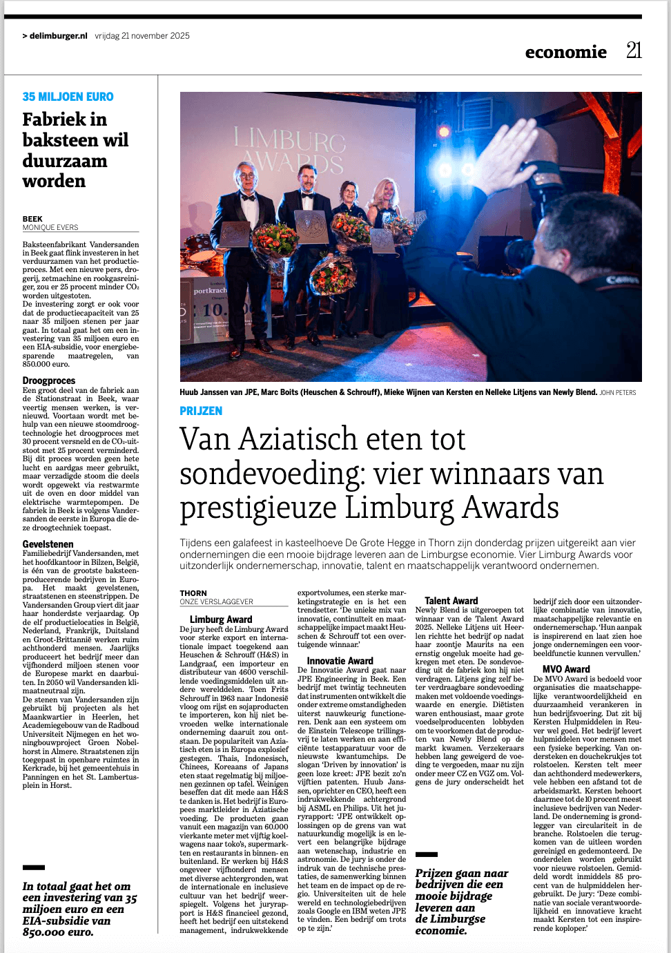 Limburg Awards 2025 artikel Limburger